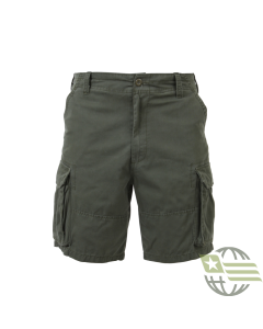 Olive Drab Vintage Paratrooper, Zipper Fly, 6 Pockets - Cargo Shorts