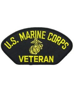 US Marines Corps Veteran Patch with Eagle Globe and Anchor - Black 