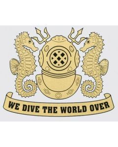 Navy Diver  We Dive The World Over Gold Decal