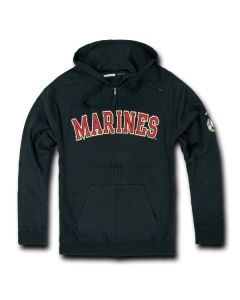 Black Marines Full Zip Fleece Hoodie