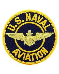 US Naval Aviation Patch with Pilot Wings - Black/Gold