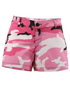 Pink Camo, Zipper Fly, 2 Rear Button Down Pockets - Short Shorts