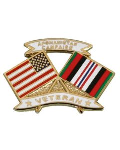 USA / Afghanistan Veteran Crossed Flag Lapel Pin
