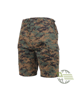 Woodland Digital Camo, Button Fly, 6 Pockets, Perfect Fit - BDU Shorts