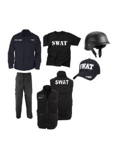 SWAT Team Jumpsuit Vest Halloween Police Officer Force Costume Adult Men