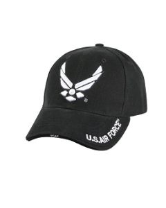 Black Deluxe US Air Force Wing Low Profile Insignia Cap