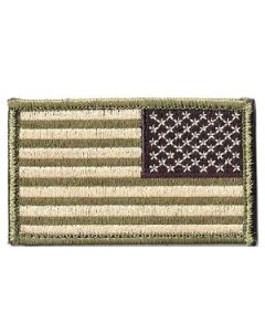 American Flag Reversed Patch OD Green & Tan w/hook backing