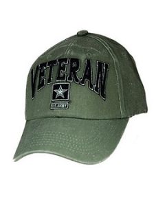 Army Veteran Hat with Emblem and 3D Lettering