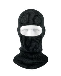 Black Knit One Hole Balaclava Winter Face Ski Mask - USA Made