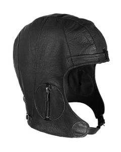 Vintage Style WWII Leather Pilot Helmet - Black