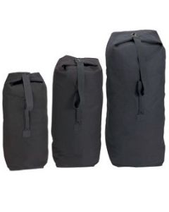 Top Load Black Canvas Duffel Bag with Shoulder Strap- Heavyweight Sport Duffle