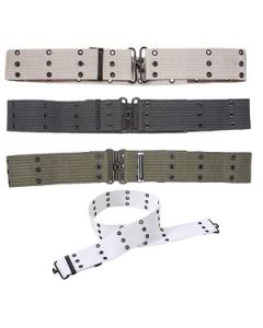 Military Style Canvas Pistol Belt with Metal Buckle