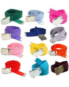 Web Belts with Metal Tip and Metal Roller Buckle - Pastel Colors