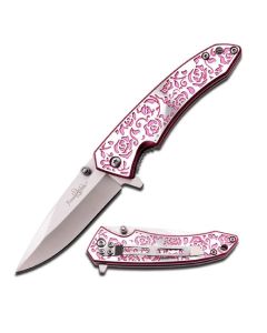 Pink Rose Spring Assisted Knife