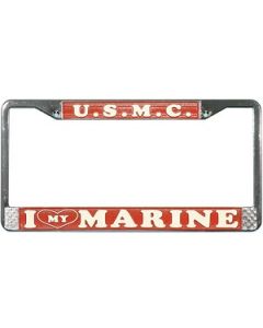 I Love My Marine License Plate Frame