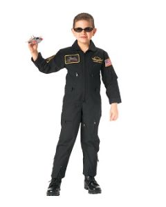 Kids Black Flight Suit with Patches