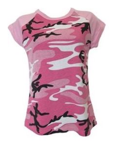 Cap Sleeve Pink Camouflage T-Shirt