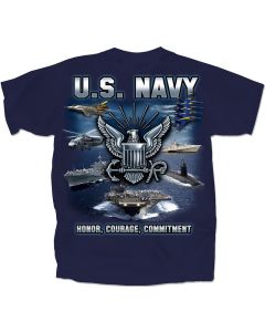 US NAVY HONOR COURAGE COMMITMENT T-SHIRT
