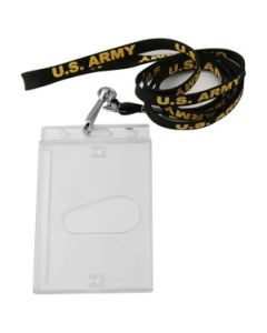 US Army Lanyard w/ Hook and Plastic Badge Holder