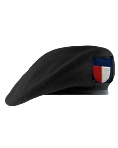 US Military Wool Black Beret with Texas State Guard Flash