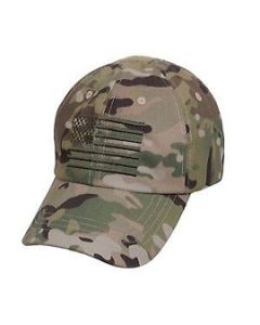 Licensed Multicam Camouflage Ball Cap w/ Embroidered American Flag