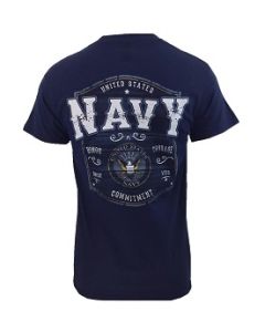 Navy Wood Label T Shirt