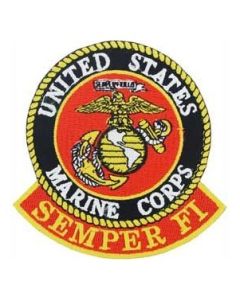 USMC Logo Semper Fi Patch - Black/Red 