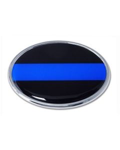 Police Blue Line Chrome Auto Emblem