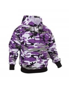 Purple Camo Fleece Lined Camo Pullover Hooded Sweatshirt