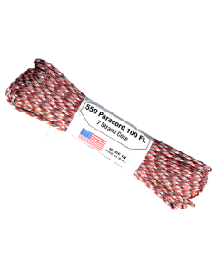 100Ft Type III 7 Strand Red Camo 550-Nylon Paracord Mil Spec Parachute Cord