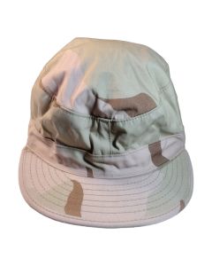 Used USGI Cold Weather Patrol Fatigue Cap With Ear Flaps- Desert Camo