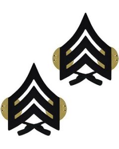 Marine Corps Black Metal Enlisted Collar Sergeant Rank Insignia