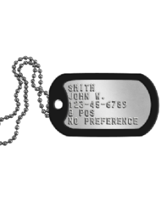 Personalized Single Military Dog Tag, Chain & Silencer - Silver 