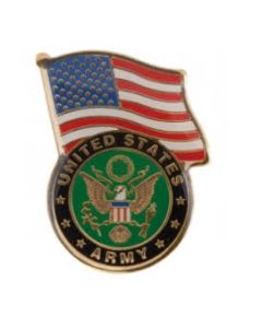 U.S. Army Crest & USA Flag Pin 