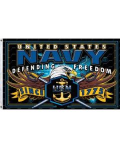 3ft x 5ft US Navy - Defending Freedom Flag