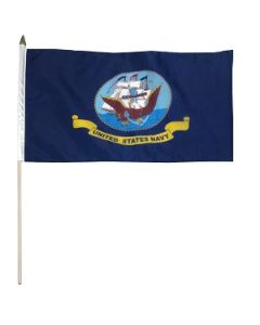 US Navy Flag 12" x 18" mounted on 24" wooden stick