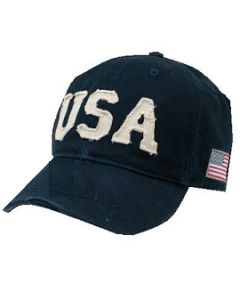 Vintage Navy USA Baseball Cap with Applique Lettering
