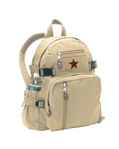 Vintage Khaki w/Red Star Military Canvas Mini Backpack