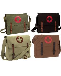 Military Vintage Canvas Medic Bag w/Medics Cross Symbol 