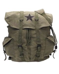 Vintage Weekender Canvas Backpack with Star 
