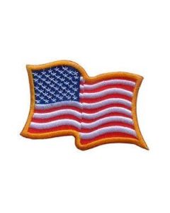 American Flag Patch Wavy Gold Border 