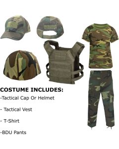Kids Woodland Camo Tactical Costume