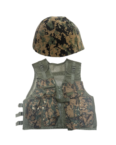 Kids Woodland Digital Military Vest and Helmet 