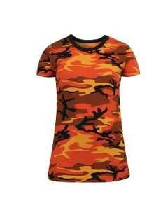 Womens Orange Camo Longer T-shirt