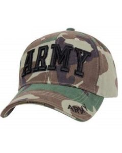 Woodland Camo Army Baseball Hat w/ ARMY Text