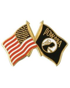 USA / POW/MIA Crossed Flag Lapel Pin