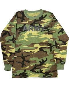 Kids Army Woodland Camo Long Sleeve T-Shirt 