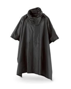 Black Military Style Rain Poncho 