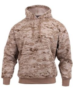 Fleece Lined Pullover Desert Digital Camo Hoodie Sweatshirt