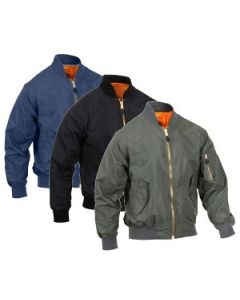 Mens Lightweight Nylon Bomber Jacket, MA-1 Flight Jacket